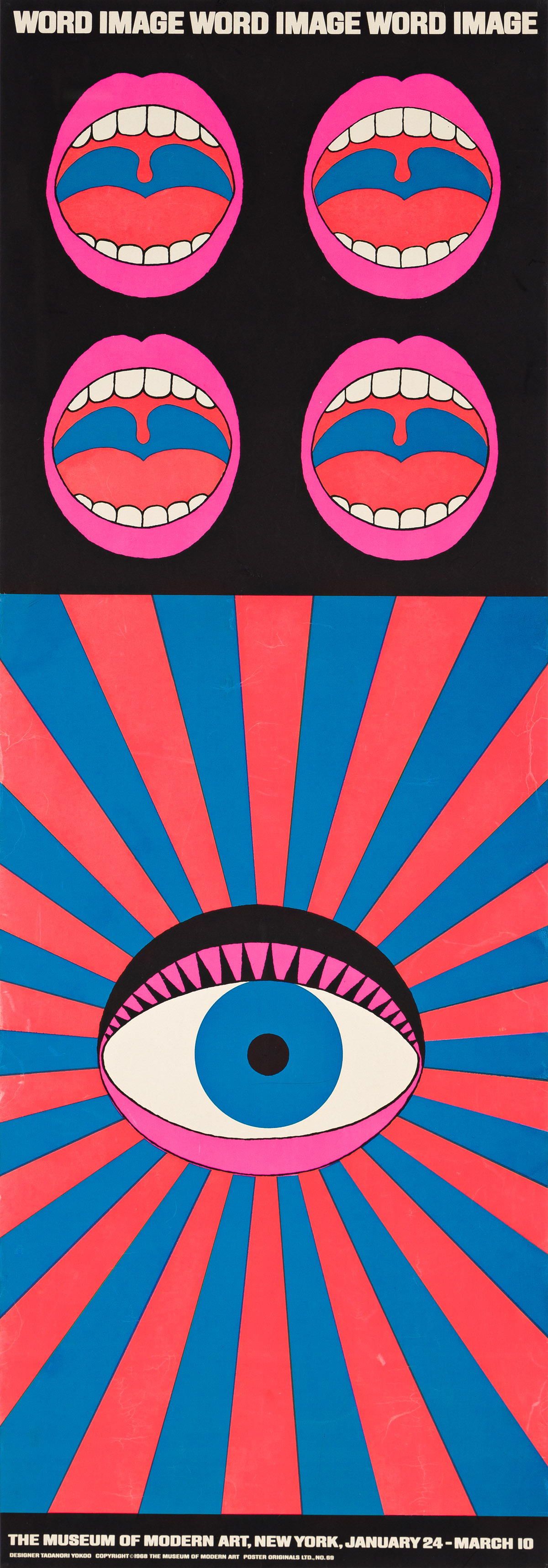 TADANORI YOKOO (1936- ).  WORD IMAGE. 1968. 48½x17 inches, 123¼x43¼ cm. Poster Originals Ltd., [New York.]